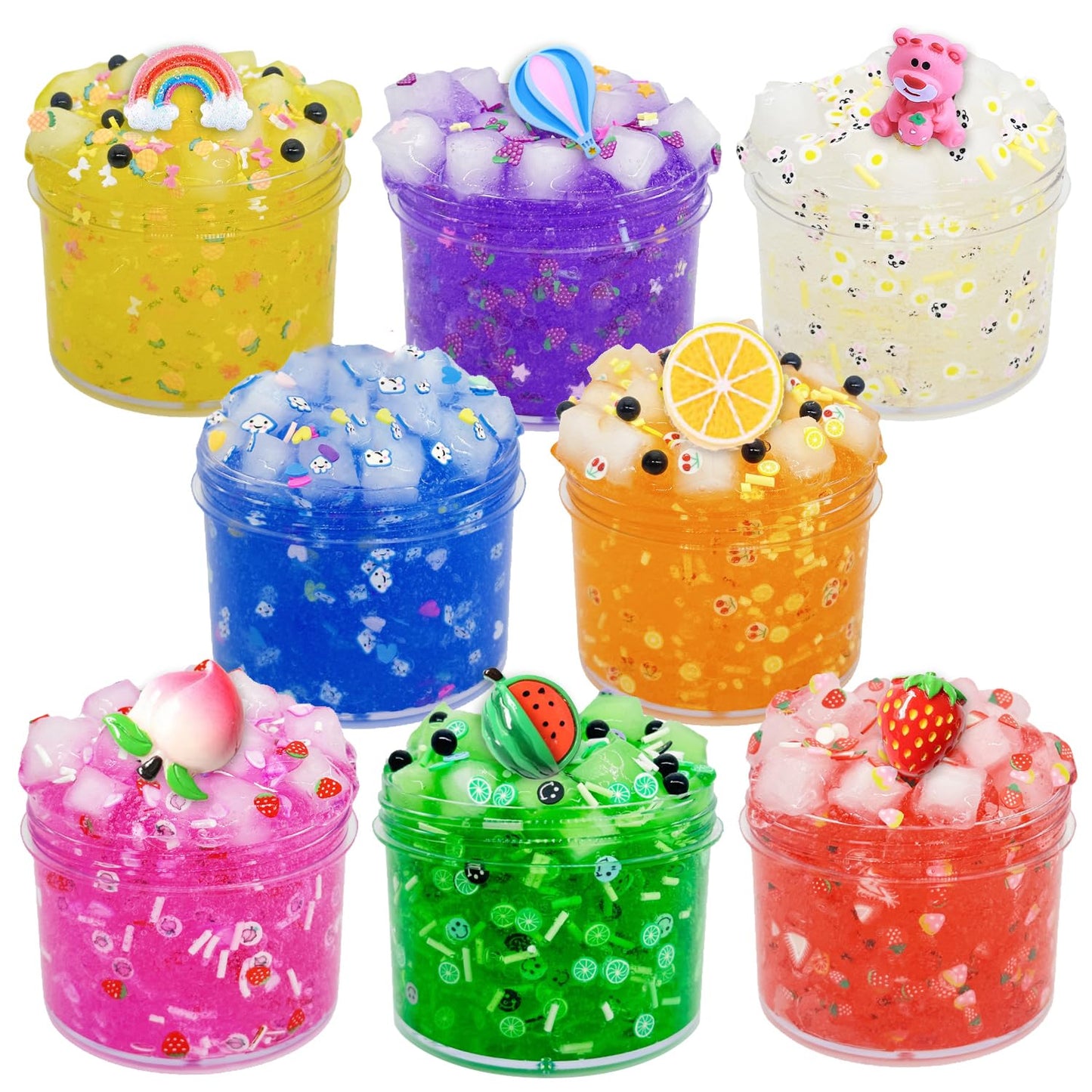 Uiviehir Jelly Cube Clear Slime Kit 8 Pack For Kids, Crunchy Slime, Stress Relief Toy, Party Favors For Girl Boys 6 7 8 9 10 11