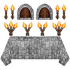Zonon 11 Pcs Medieval Scene Setter Set Window Torch Props Plastic Brick Tablecloth Knight Themed Castle Decorations Medieval Par