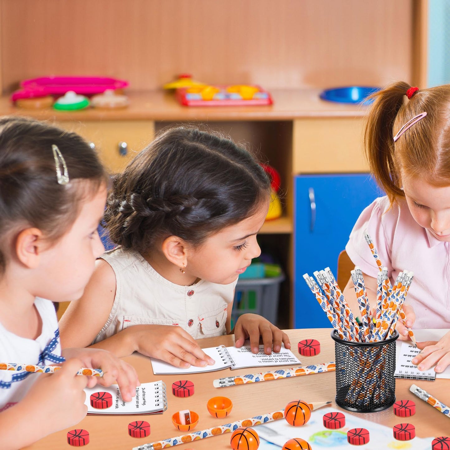 Colarr 195 Pcs Basketball Birthday Gifts Party Favors Gift Cups Pencils Mini Book Keychains Wristbands Stickers Thank You Cards