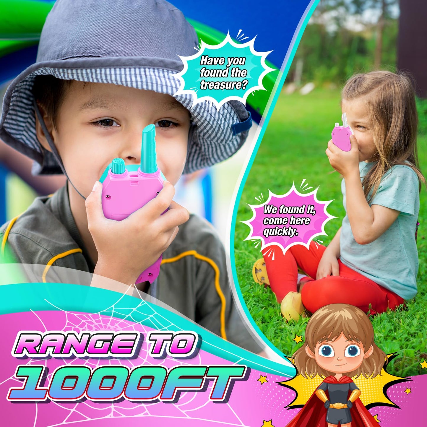 Spider Walkie Talkies For Girls Kids: Birthday Toys Gifts For 3 4 5 6 7 8 9 Year Old Girls Toys Ages 6-8 Kids Walkie Talkies 2 P