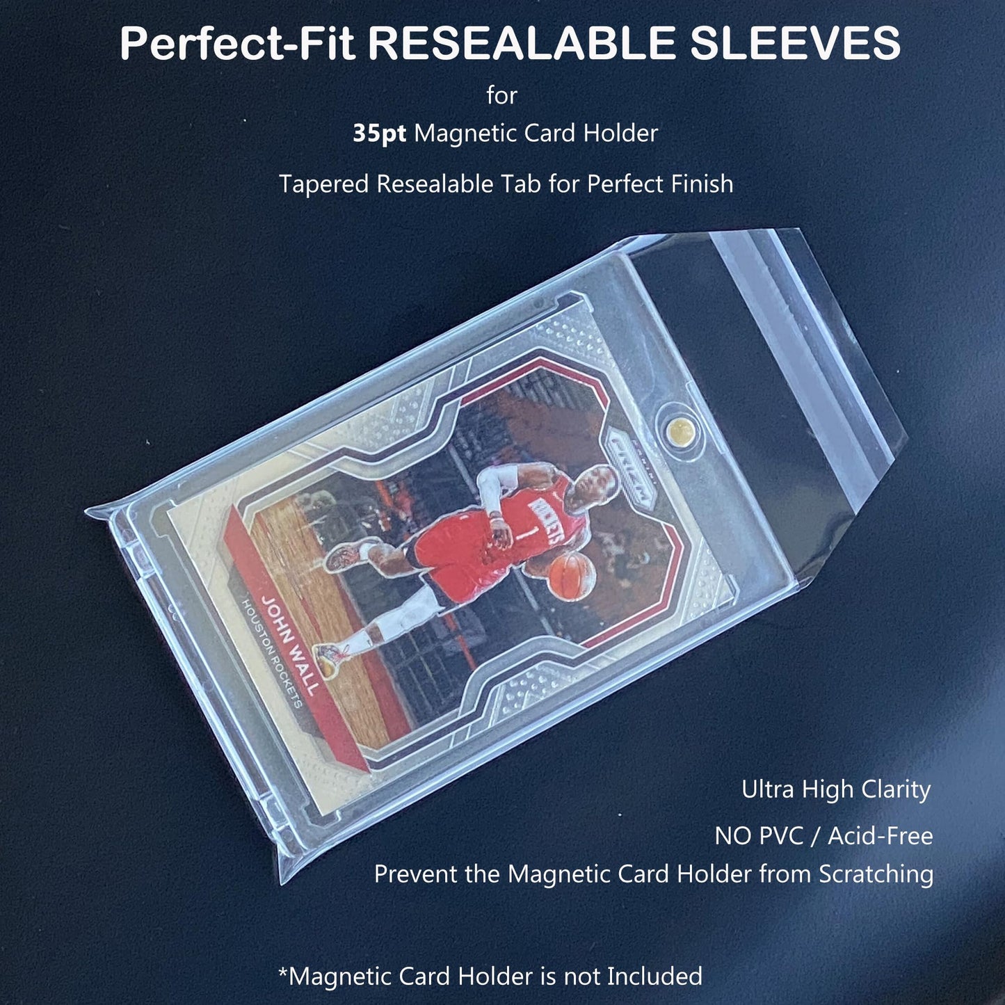 Rayvol Resealable Team Bags For 35Pt Magnetic Card Holders, Exact Fit Sleeves For 35 Pt Card Holders (300 Count)