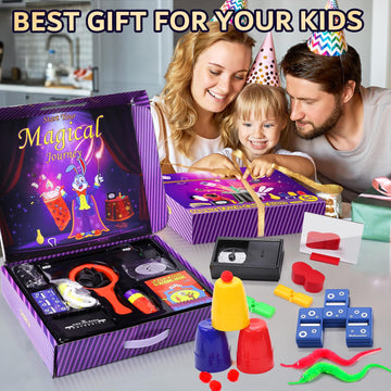 Skirfy Magic Kit-75+ Magic Tricks For Kids Age 6-8,Perfect Magic Toys For Kids,Featuring With Floating Vase,Double Magic Bag,Mag