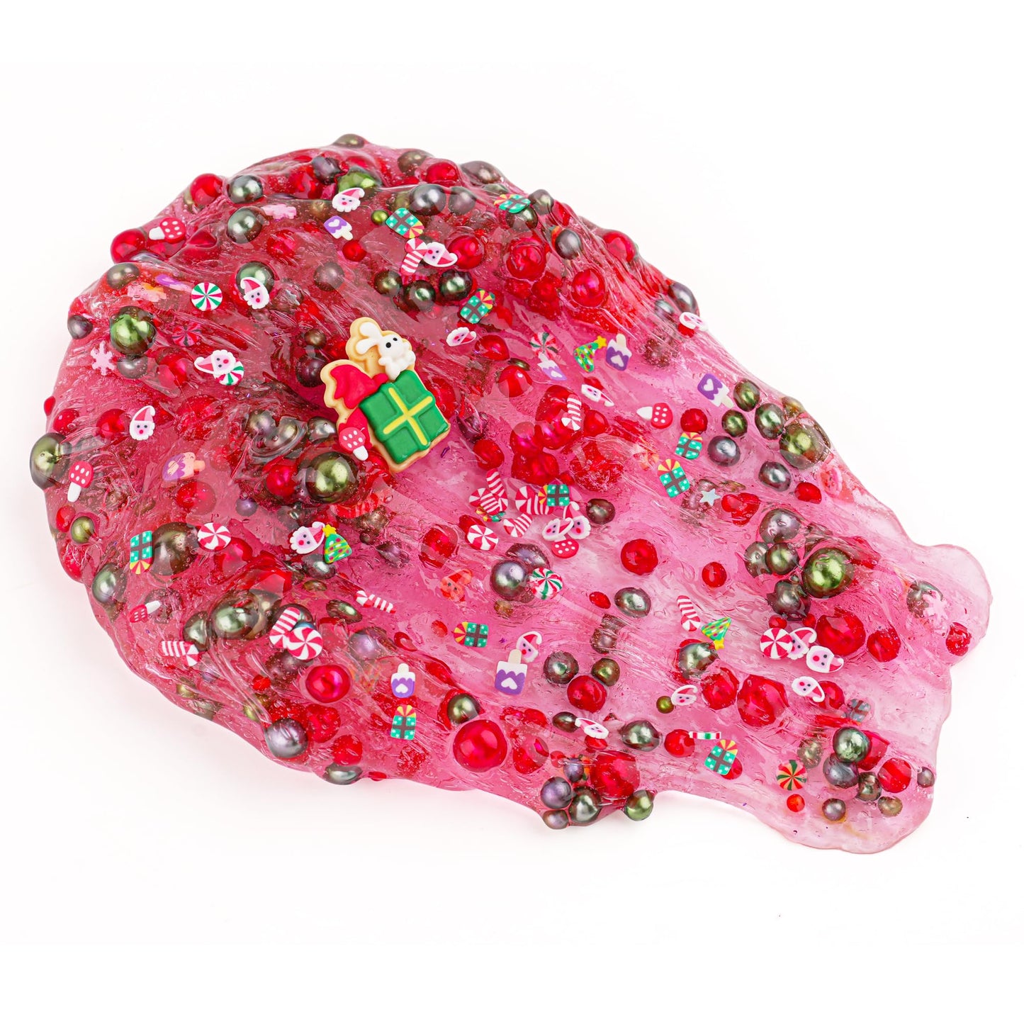 Green & Red Pearl Bead Slime, Good Stretchy & Non-Sticky Crunchy Slime, Slime Party Favors For Kids, Slime Sensory Toys, Girls G