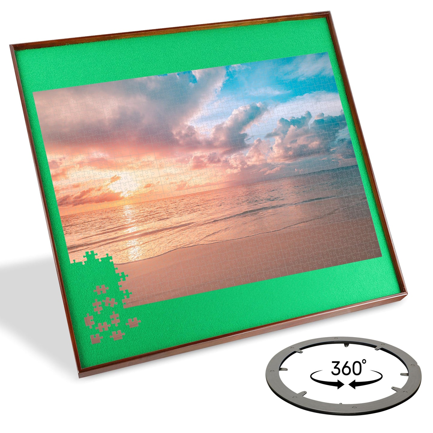 Jigitz Jigsaw Puzzle Spinner – 34In Square Puzzle Holder Rotating Puzzle Table Portable Puzzle Board Game Table