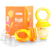 NatureBond Baby Food Feeder 2 Pack - Silicone Teething Toy in Sunshine Orange & Lemonade Yellow, Model NB002B, 8 Piece Set