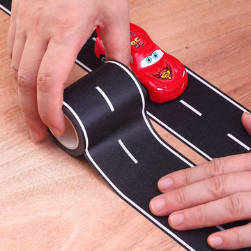 Black Track Tape,Toy Car Tape Track for Kids,Race Cars Decorations for Kids Birthday Party (2 Rolls, 2.4 x 33)
