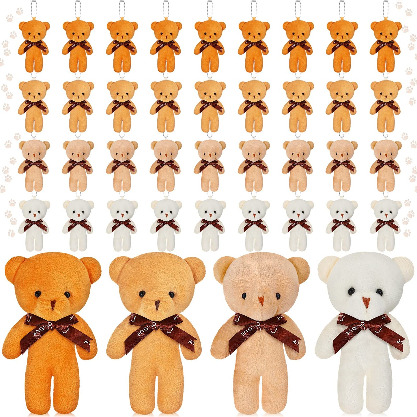 Skylety 40 Pcs Valentines Mini Bear Stuffed Tiny Bear Bear Doll For Keychain Soft Mini Bear Stuffed Animal Plush Bears Tiny Bear