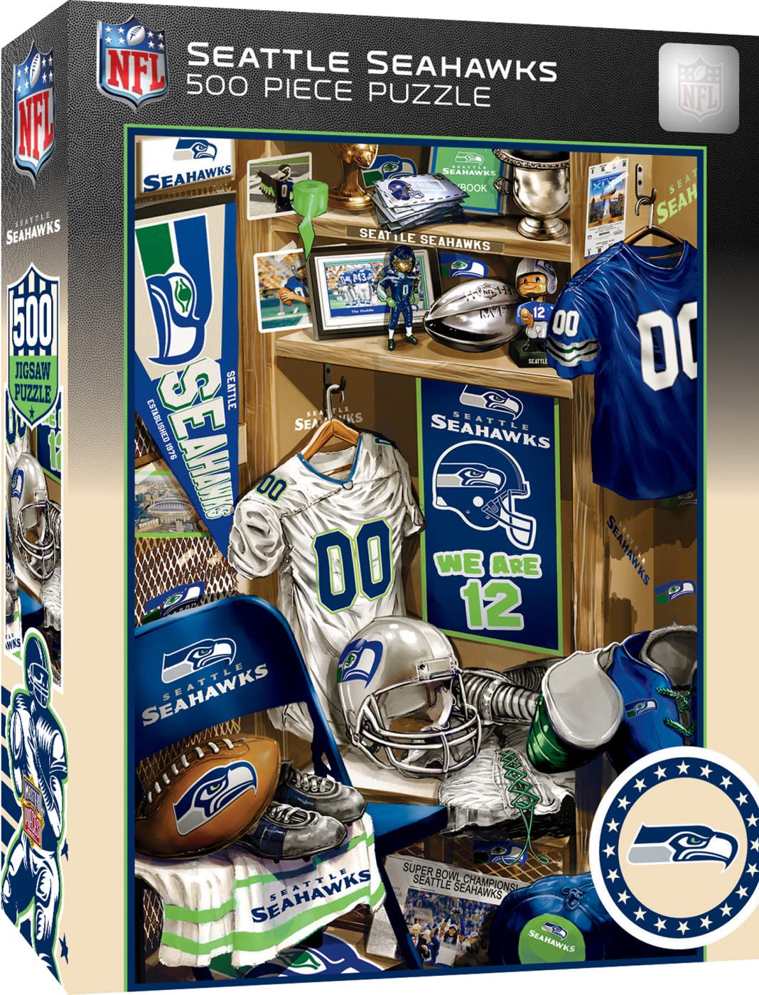 MasterPieces Game Day 500 Piece Jigsaw Puzzle for Adults - NFL Seattle Seahawks Locker Room - 15x21