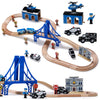 Sainsmart Jr. Wooden Train Set - Interactive Police Playset For Kids | Building Toy With Train, Figures & Accessories | Compatible With Brio, Thomas, Melissa And Doug | Educational Stem Gift