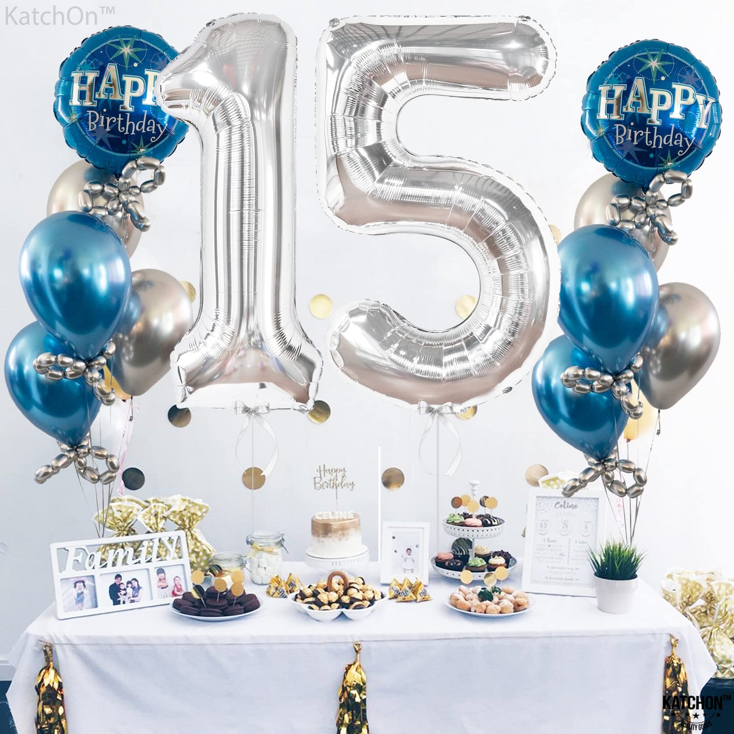 Giant, Silver 15 Balloons Number - 40 Inch | Number 15 Balloons, Happy 15Th Birthday Decorations For Girls | Silver 15 Number Balloon, 15 Birthday Decorations Boy | 15Th Birthday Decorations For Boys