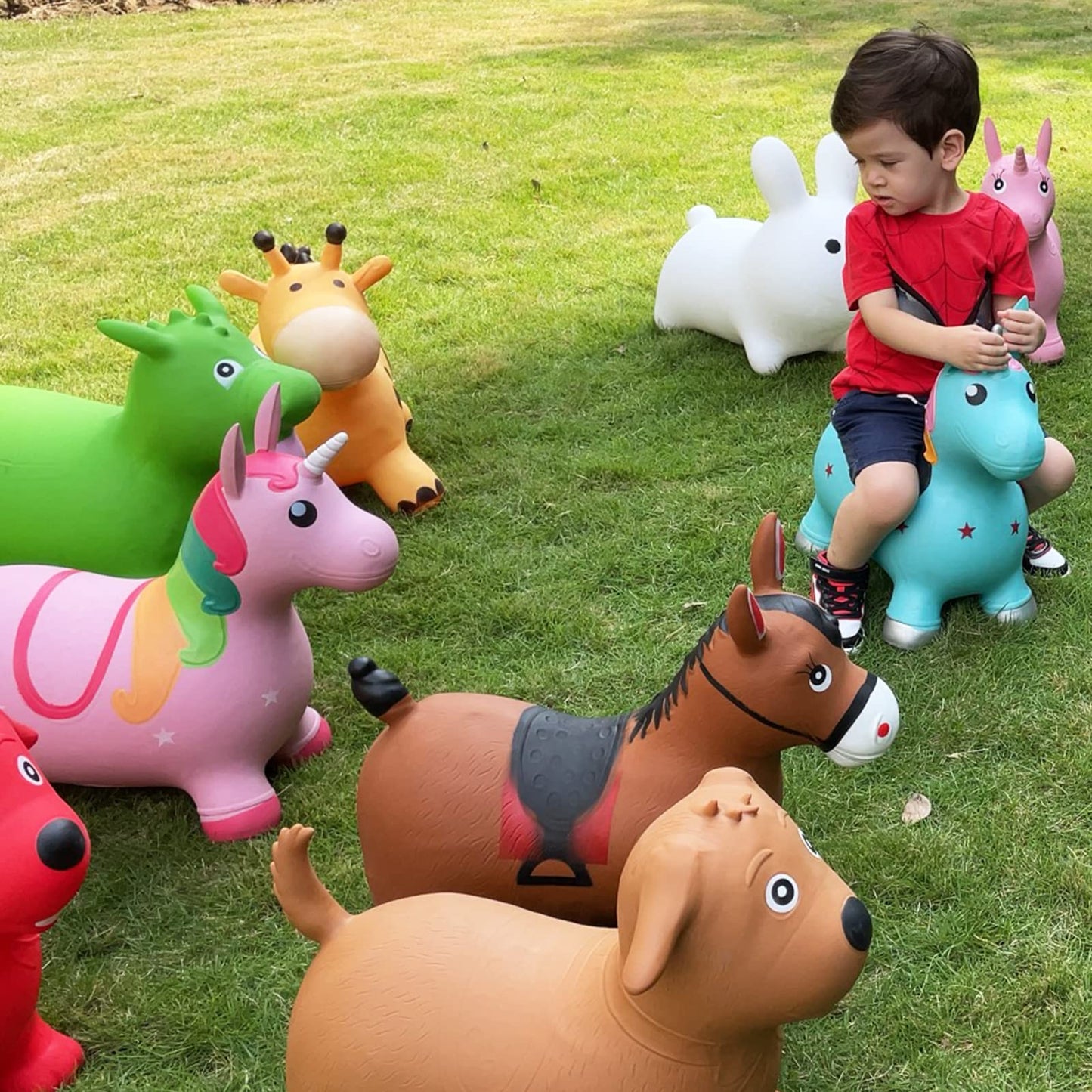 Hotmax Bouncy Horse, Inflatable Bouncing Animals Hopper For Toddlers Or Kids, Ride On Rubber Jumping Toys For Boy Or Girl Birthday Gift (Giraffe)