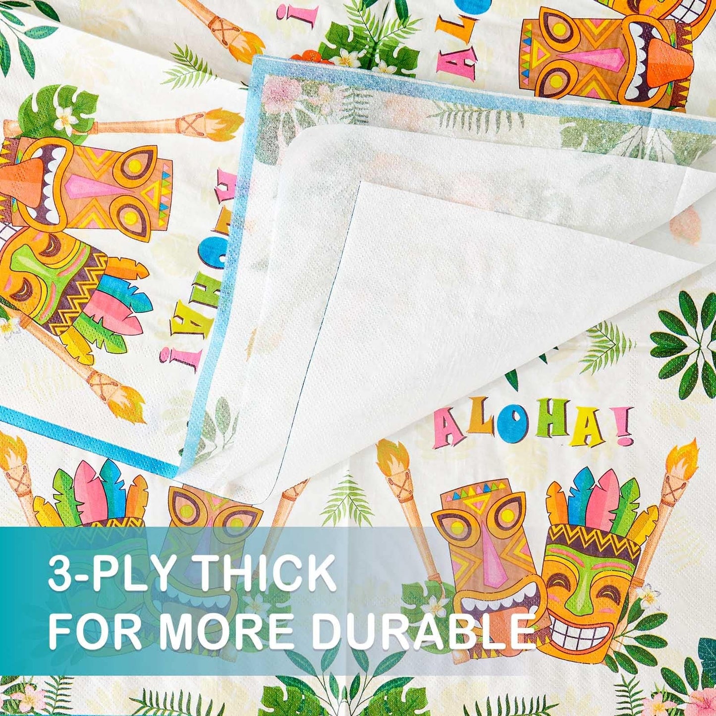Wernnsai 50Pcs Hawaiian Luau Napkins - Tropical Tiki Themed Party Supplies Disposable Aloha Paper Napkins For Birthday Summer Pool Beach Party