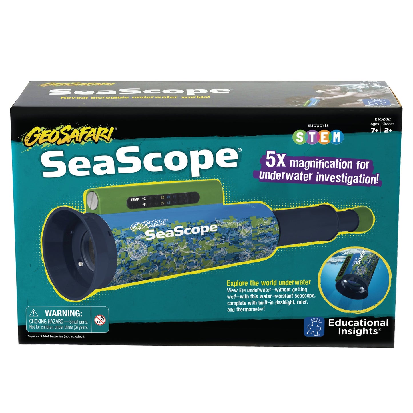 Educational Insights Geosafari Seascope, Explore Underwater Without Getting Wet, Includes Magnifier & Led Flashlight, Ages 8+