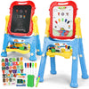 STEAM Life Large Art Easel for Kids, Double-Sided 4In1 Toddler Easel with Rotable Magnetic Chalkboard & White Drawing Board, Hei
