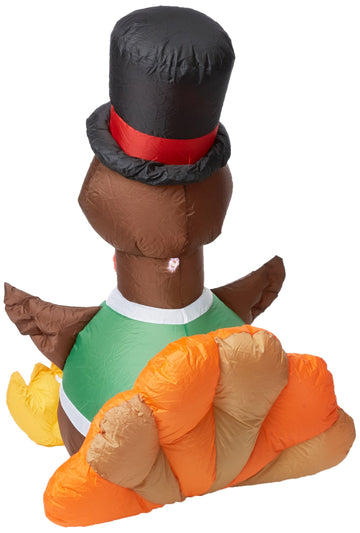 Gemmy Air Blown Outdoor Happy Turkey Decor, Standard Size, Brown, Model G08 26396, Durable Vinyl Material
