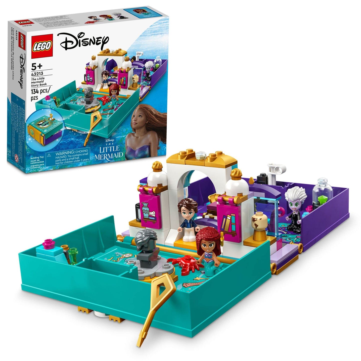 Lego Disney The Little Mermaid Story Book 43213 Fun Playset With Ariel, Prince Eric, And Ursula Micro-Doll, Disney Princess Toy, Birthday Present For Kids And Fans Aged 5 And Up