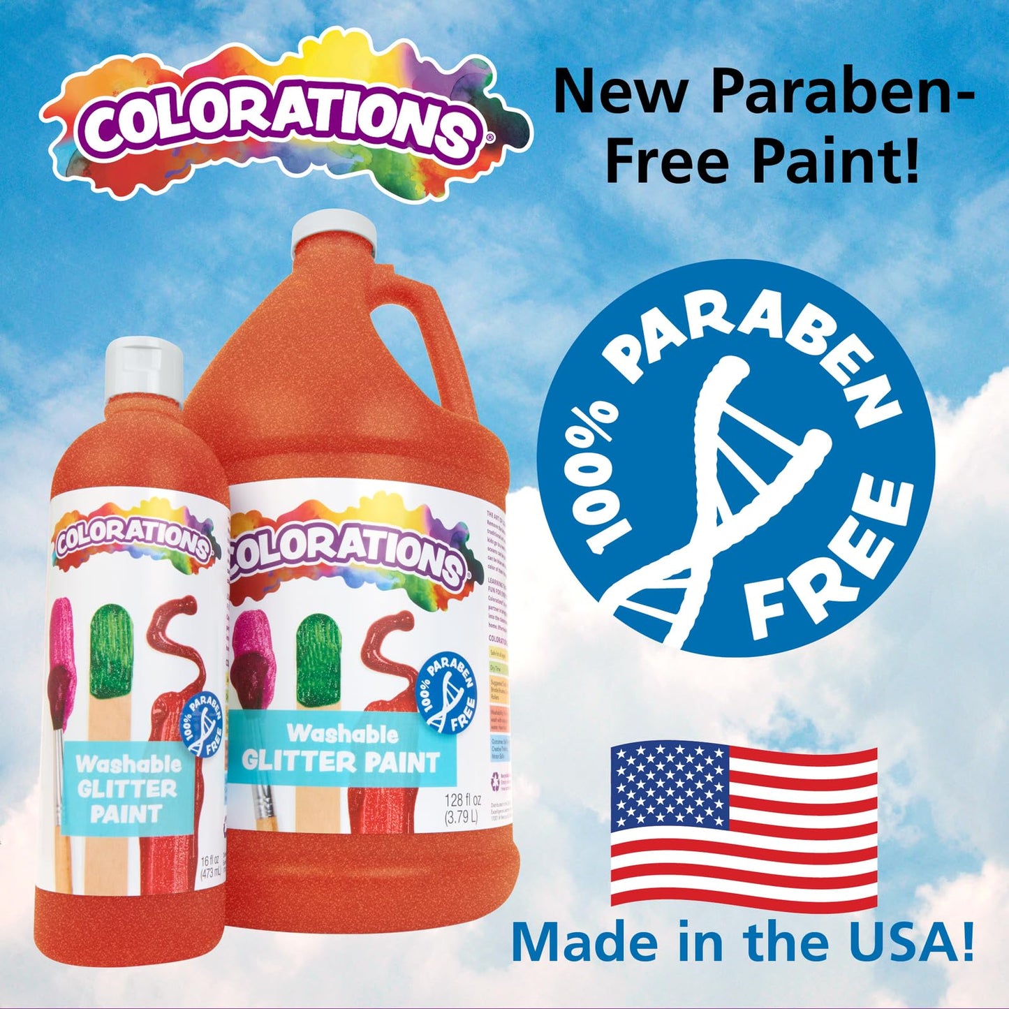 Colorations® Washable Blue Glitter Paint, 1Gal, Paint, Blue Paint, Blue Washable Paint, Washable Paint For Kids, Paint For Kids, Tempera Paint, Blue Tempera Paint, Gallon Paint Washable