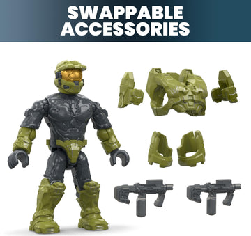 Mega Halo Action Figures Building Toys Set Character Pack with 338 Pieces Poseable Articulation 2 Inches Tall Kids or mature-themed Collectible