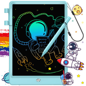 FLUESTON LCD Writing Tablet, 10" Colorful Doodle Board, Delightful Dolphin Blue, Educational Toy for Kids 3-8, Model XIEZIBAN