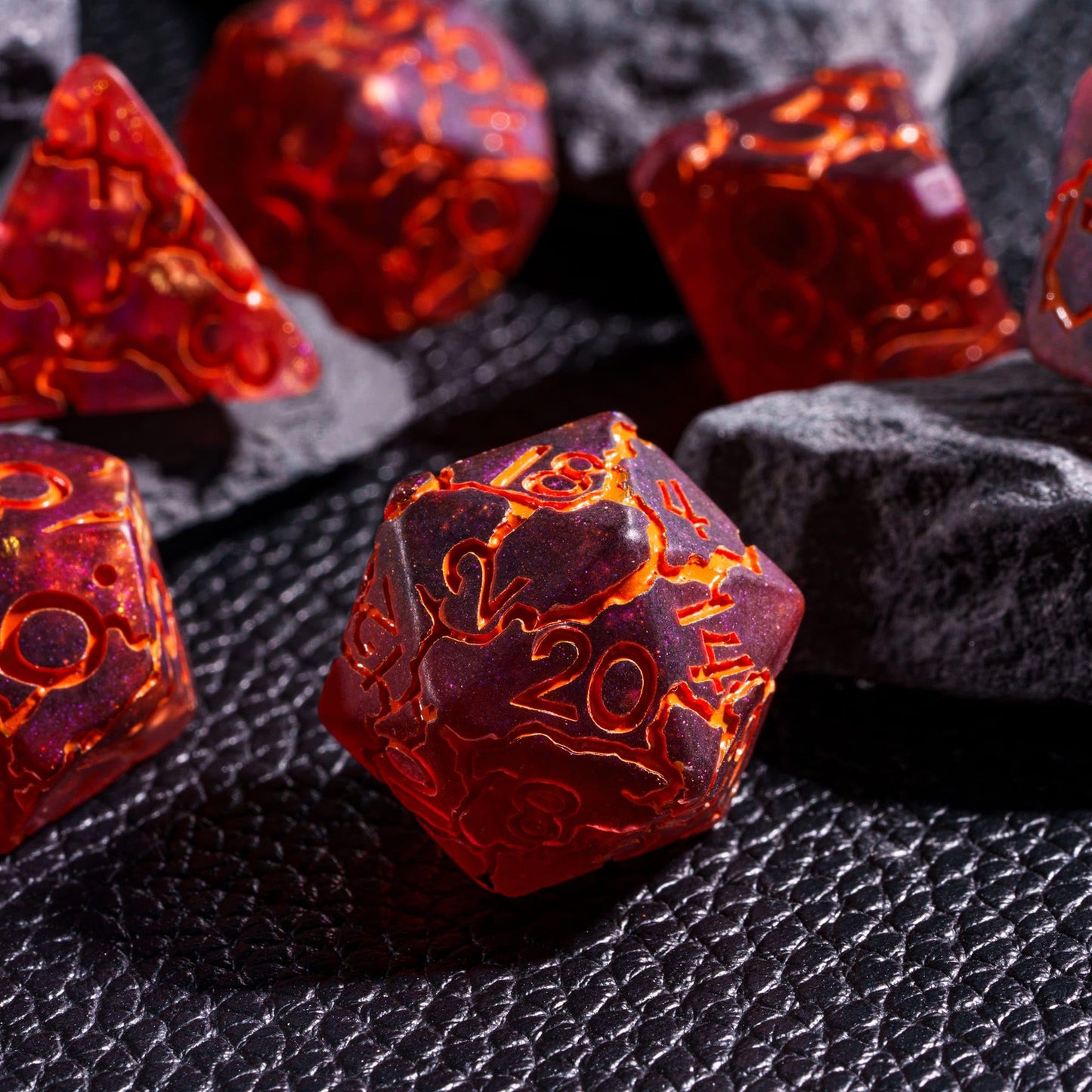 HDdais D&D Polyhedral Dice Set, 7PCS Crackle Design DND Dice Set for MTG Dungeons and Dragons Role Playing Games