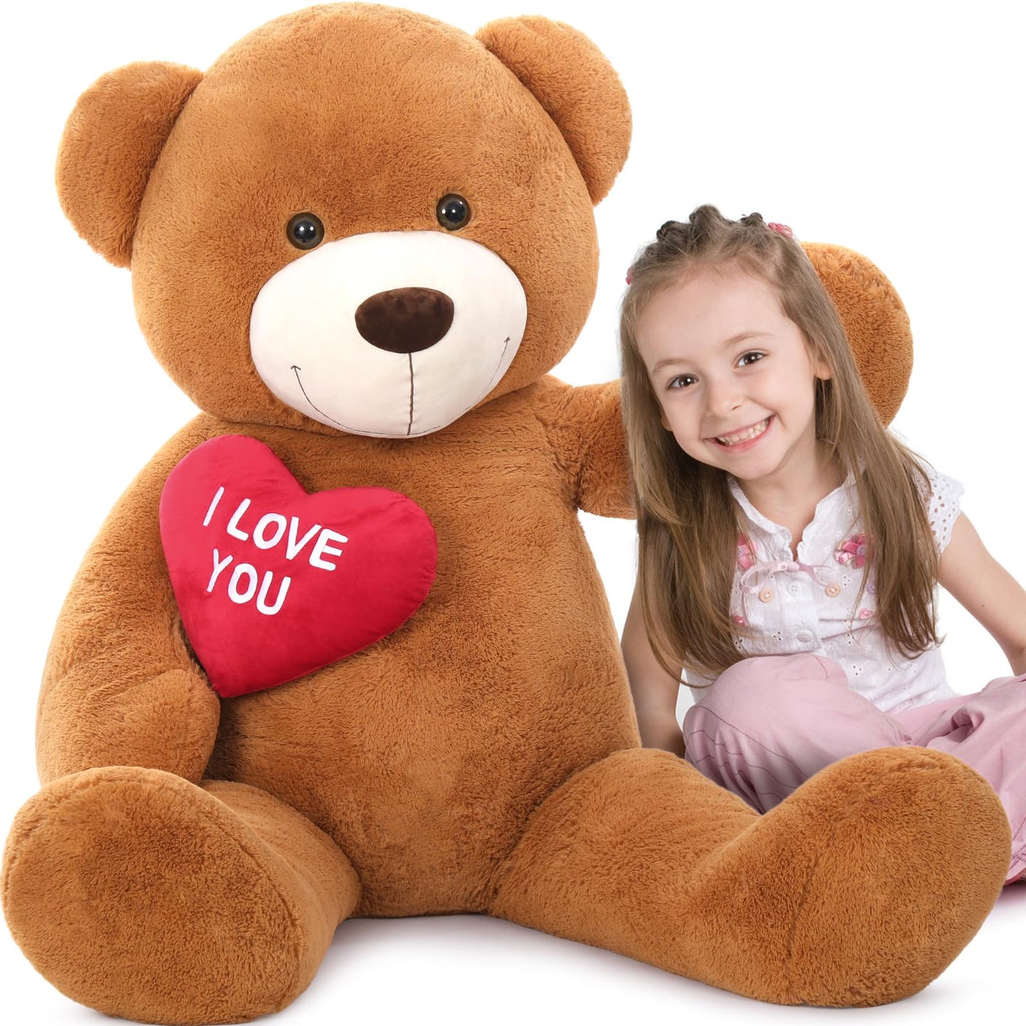 Maogolan Giant Teddy Bear 5 Feet- I Love You Red Heart Big Dark Brown 5Ft Teddy Bear Stuffed Animal - Huge Valentines Teddy Bear