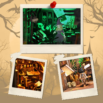 Toyqi Diy Book Nook Kit, 3D Wooden Puzzle Dollhouse Miniature House Kit Bookshelf Insert Decoration With Led Light, Diy Bookend