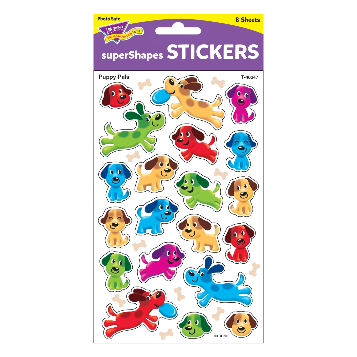 Trend Enterprises Large Multicolor Puppy Pals Stickers, 160 Count, Paper, Model T-46347, Classroom Incentives