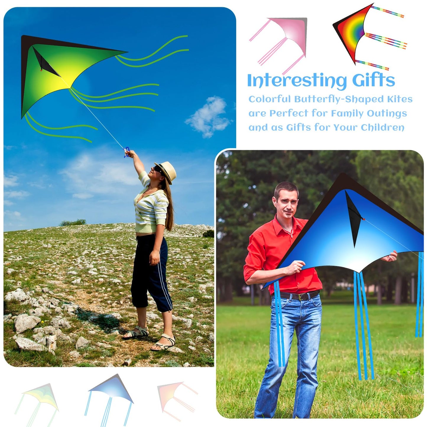 Halloscume Large Delta Kites for Adults Easy to Fly 57.1 Inch with 328.1 ft String Rainbow Beach Delta Kites for Beginner Outdoo