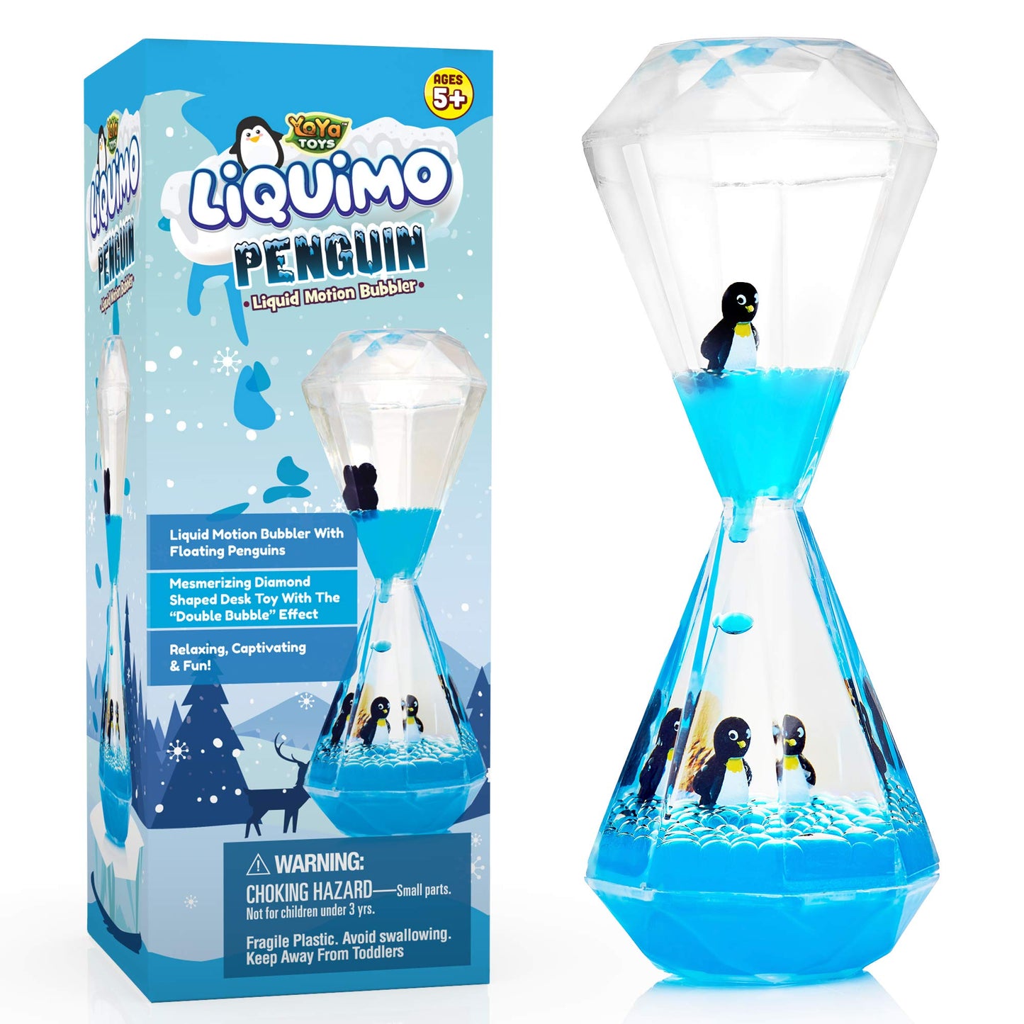 YoYa Toys Liquimo Penguin - Liquid Motion Bubbler for Kids and Adults - Penguin Theme - Satisfying Toys for Stress and Anxiety R