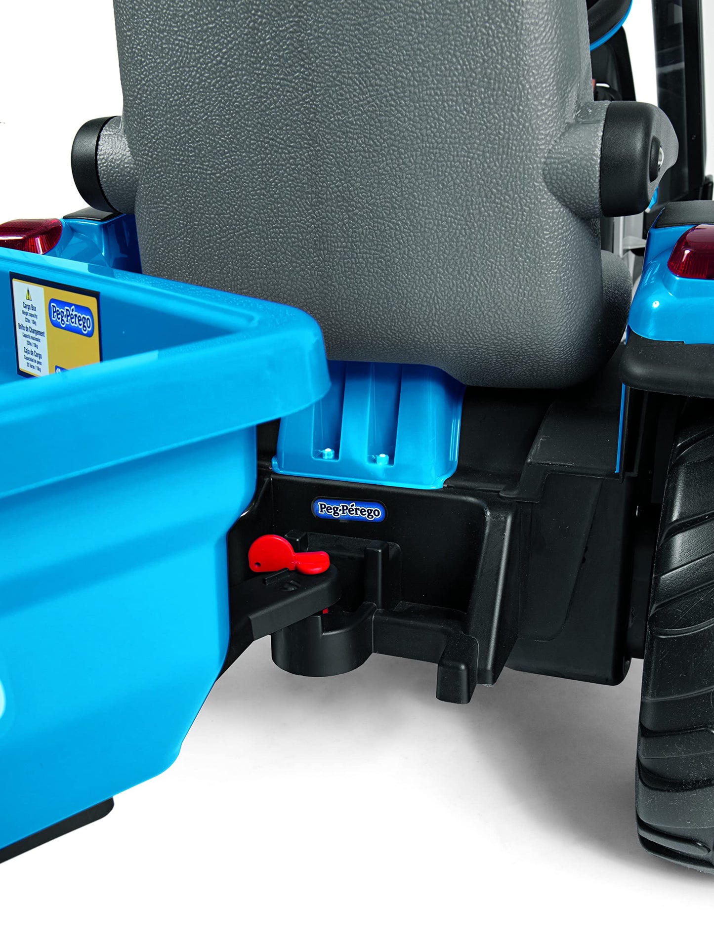 Peg Perego New Holland T8 12V Ride-On Tractor & Trailer - Large Blue Kids' Electric Vehicle