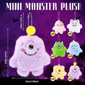 Hungdao 24 Pcs Mini Plush Keychain Bulk Christmas Stocking Stuffers Cute Stuffed Animal Keychain for Backpack Valentines Classro