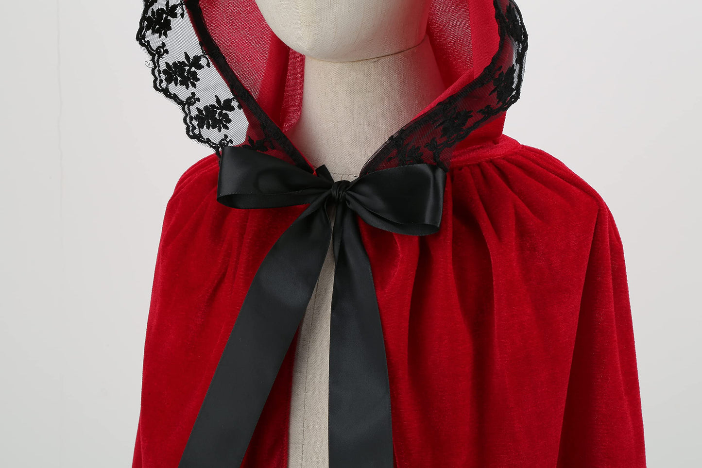 Lmyove Girls Little Red Riding Hood Cloak Costume, Kids Halloween Christmas Red Cape (Medium, Red&Black)
