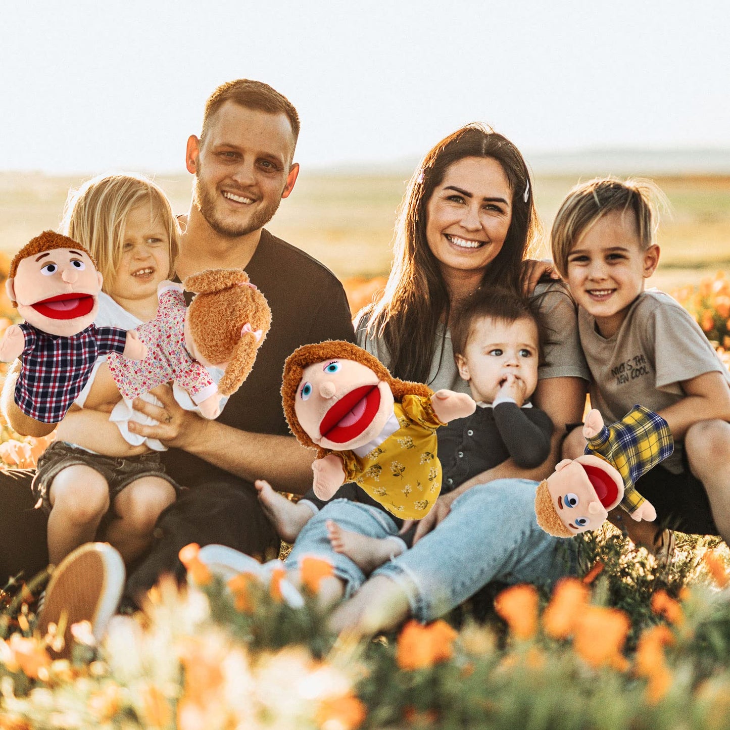 1 Pcs Family Hand Puppets 12 Inch Grandparents, Mom & Dad, Brother & Sister Plush Hand Puppet Toys Role-Play Toy Puppets For Kids Storytelling Imaginative Pretend Play Teaching Preschool(Dad)