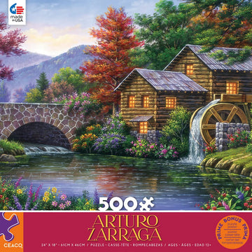 Ceaco 500 Piece Jigsaw Puzzle - Arturo Zarraga The Watermill - Multicolor - 24 x 18 - Cardboard - Model 2401-11