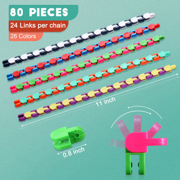 80 Packs Wacky Tracks Fidget 24 Links Finger Sensory Snake Toys Bike Track Chain Toy Chain Fidget Toys Bulk Fidget Toys Snake for Kid mature-themed Stress Relief Party Classroom Home Travel Multi Color