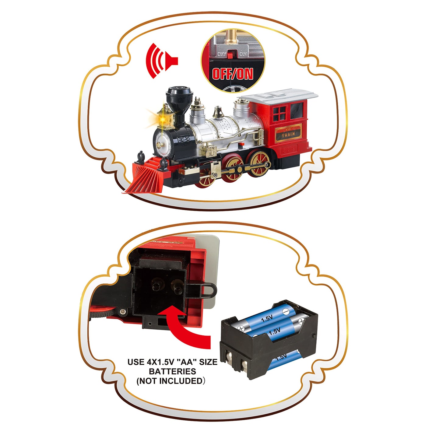 Christmas Toy Train Set, Electric Train Gift With Light, Music & Real Smoke, Travel Train Toys With Steam Locomotive, Present Fo