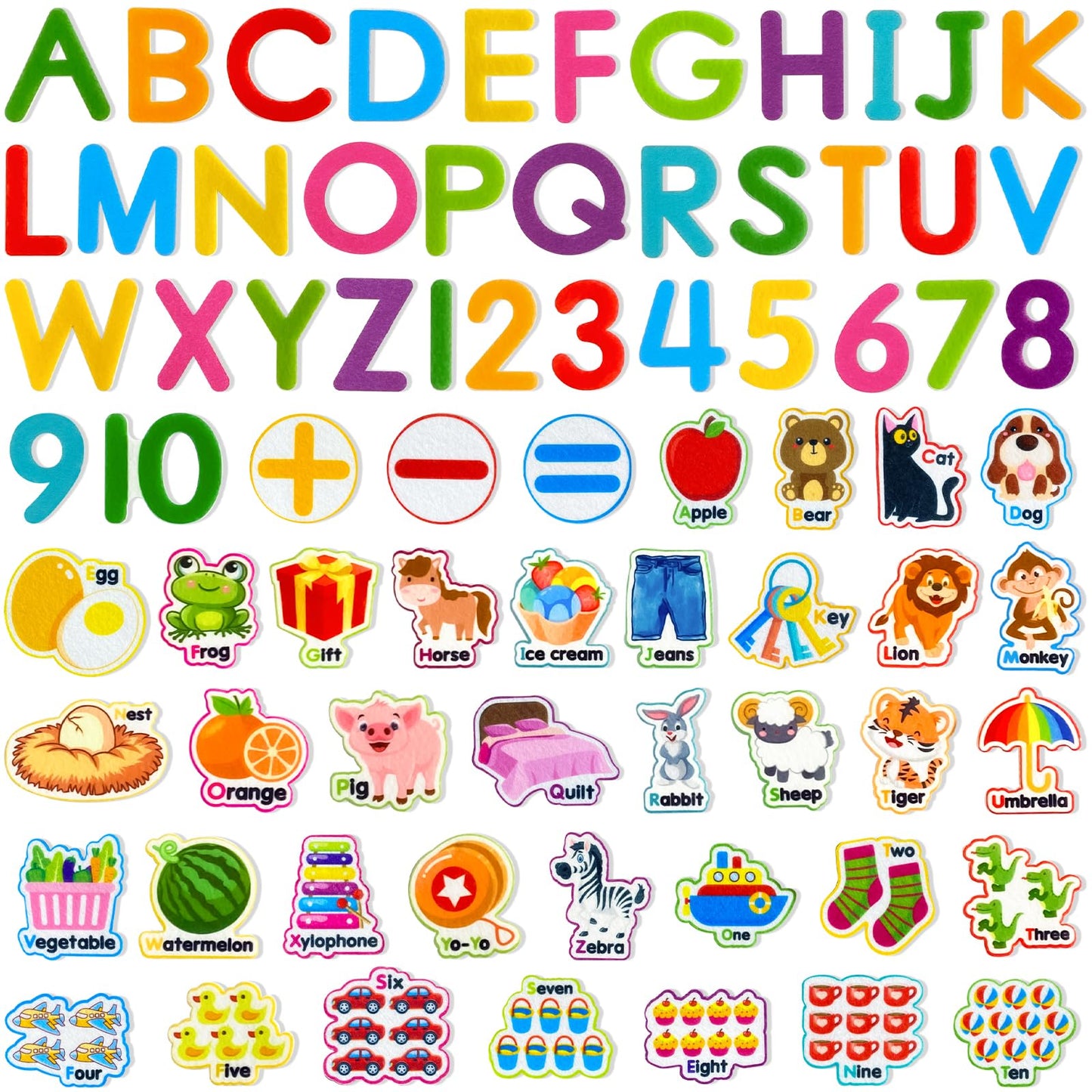 PENGFULL Felt Learning Letters,Learning Numbers,75 Felt Board Pieces for Felt Flannel Board,Alphabet ABC Learning for Toddlers f