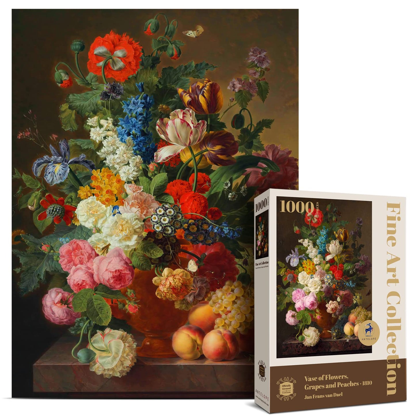 Antelope 2 in 1 1000 Piece Puzzle Bundle - Van Gogh's Time Travel to Muse Da Orsay - 1000 Piece Jigsaw Puzzle Bundle with Vase F