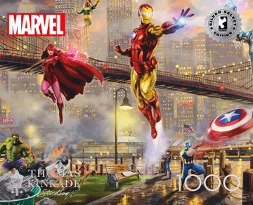 Ceaco- Silver Select - Marvel Kinkade - Iron Man Limited Edition Canvas - 1000 Piece Jigsaw Puzzle For Adults - Challenging Puzz