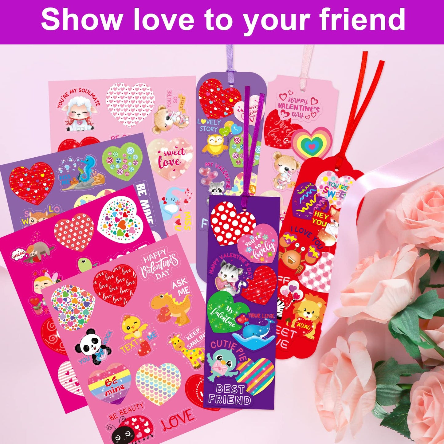 Fancy Land Valentines Bookmark Craft Kits Valentines Day Craft for Kids Classroom Home Fun Activities 30 Pack