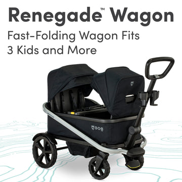 BOB Gear Renegade Canopy Stroller Wagon with 3 Seats 5-Point Harness System All-Terrain Tires and Push and Pull Handle Nightfall