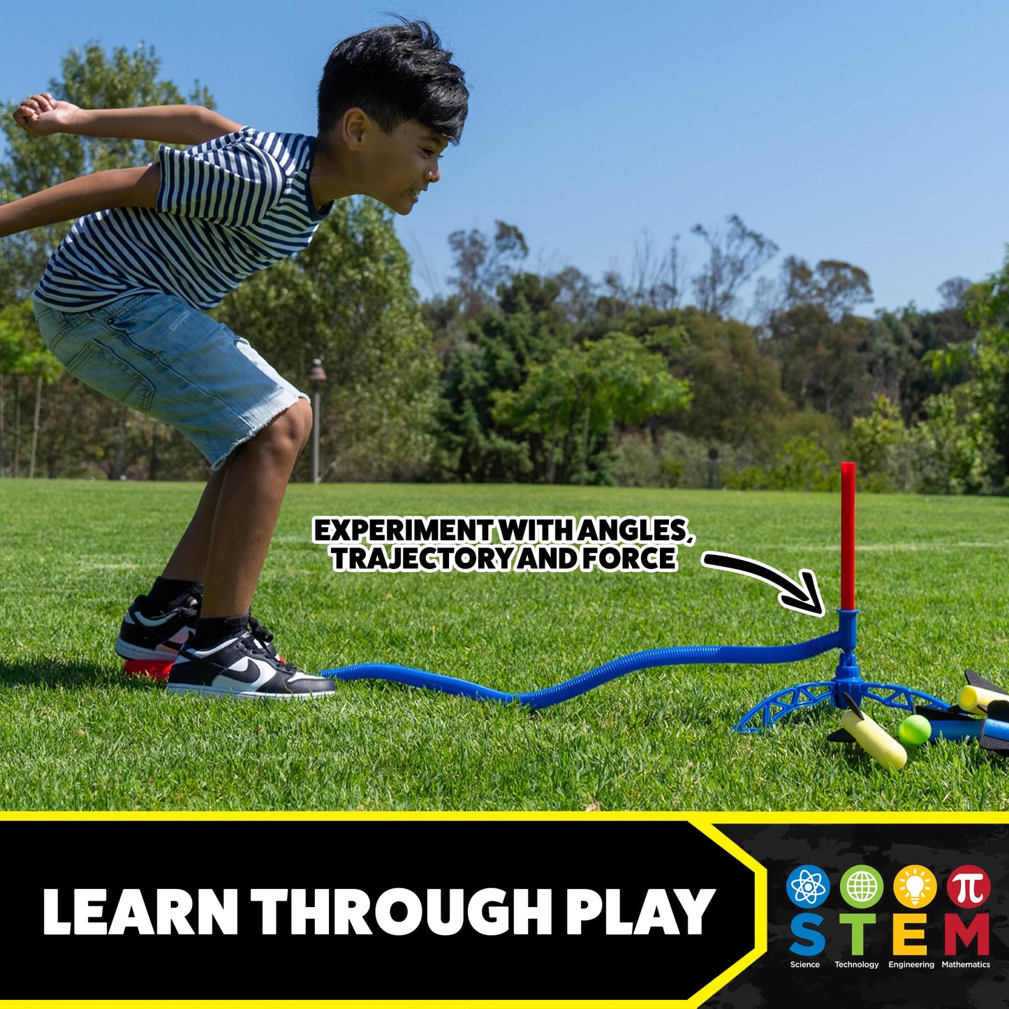 Stomp Rocket Jr Multi-Color Rocket Launcher For Kids, 8 Rockets - Fun Outdoor Kids Gifts For Boys & Girls - Stem Toy Foam Blaste