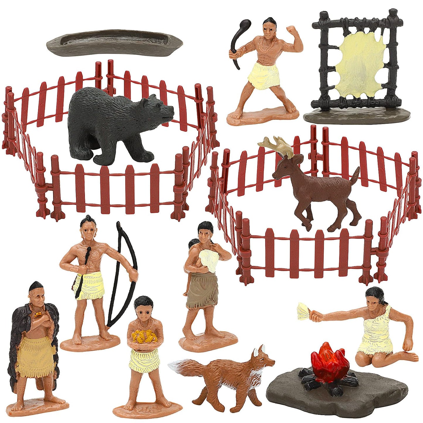 ONEST 22 Pieces Native American Figurines Indian Figurines Indians Historical Plastic Action Figures for Projects Decoration Bir