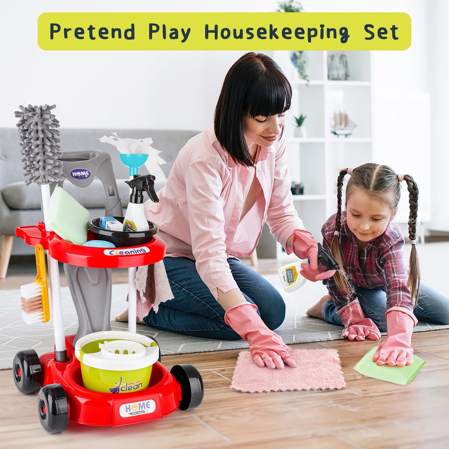 Deao Toddler Cleaning Set,Kids Cleaning Toy Cleaning Set For Toddlers Girl And Boys, Kids Role Play Cleaning Set For 3 4 5 6 7 8