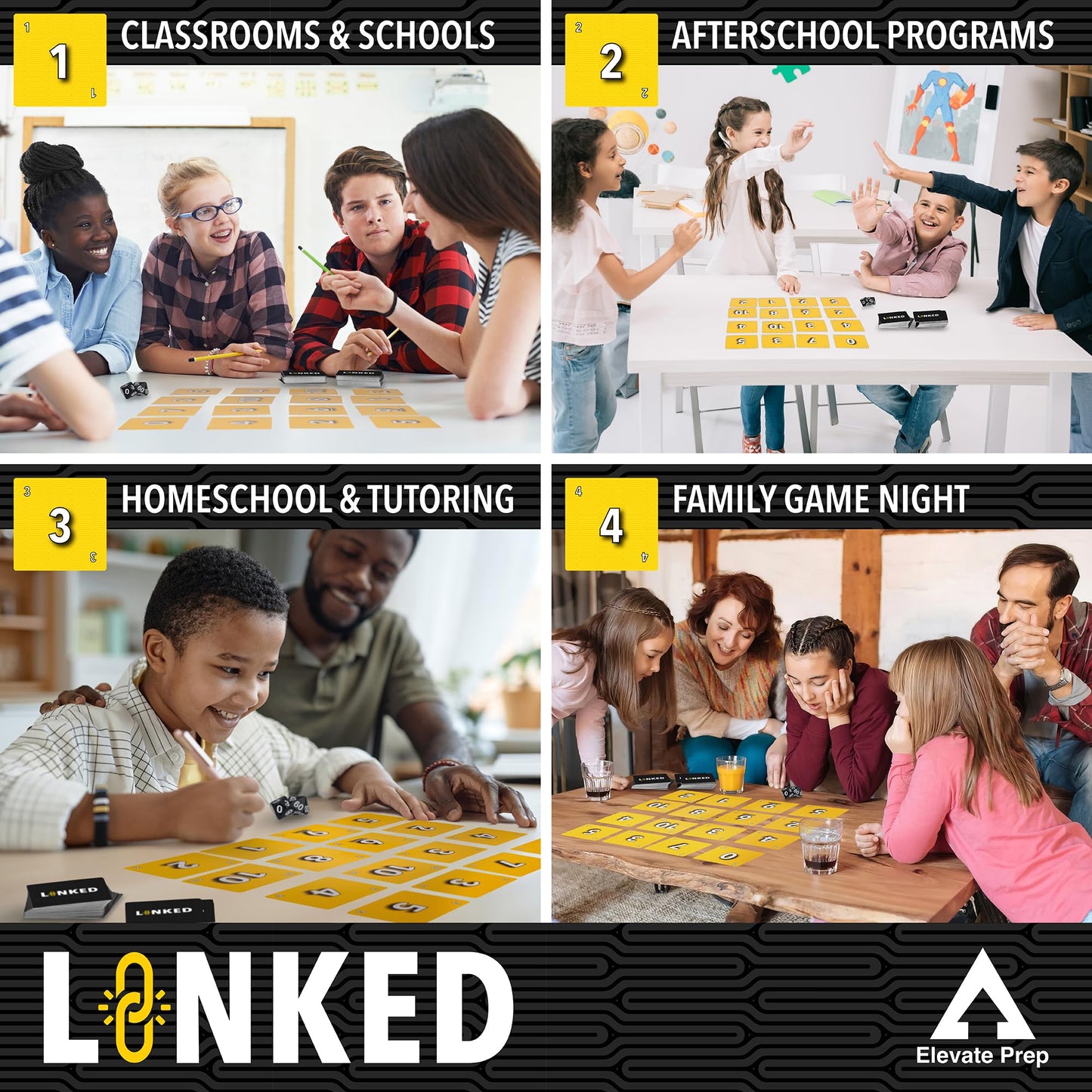 Elevate Prep Linked Math Game | The Game Of Quick Thinking And Number Linking | Fun And Engaging Math Activity For Kids Ages 7+ | Practice Addition, Subtraction, Multiplication, And Division