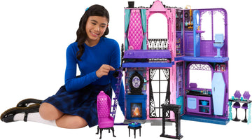 Monster High Boo-Tique Hotel Doll House, Foldable Playset With Spooky Surprises In Every Room And 13+ Pieces Including Furniture