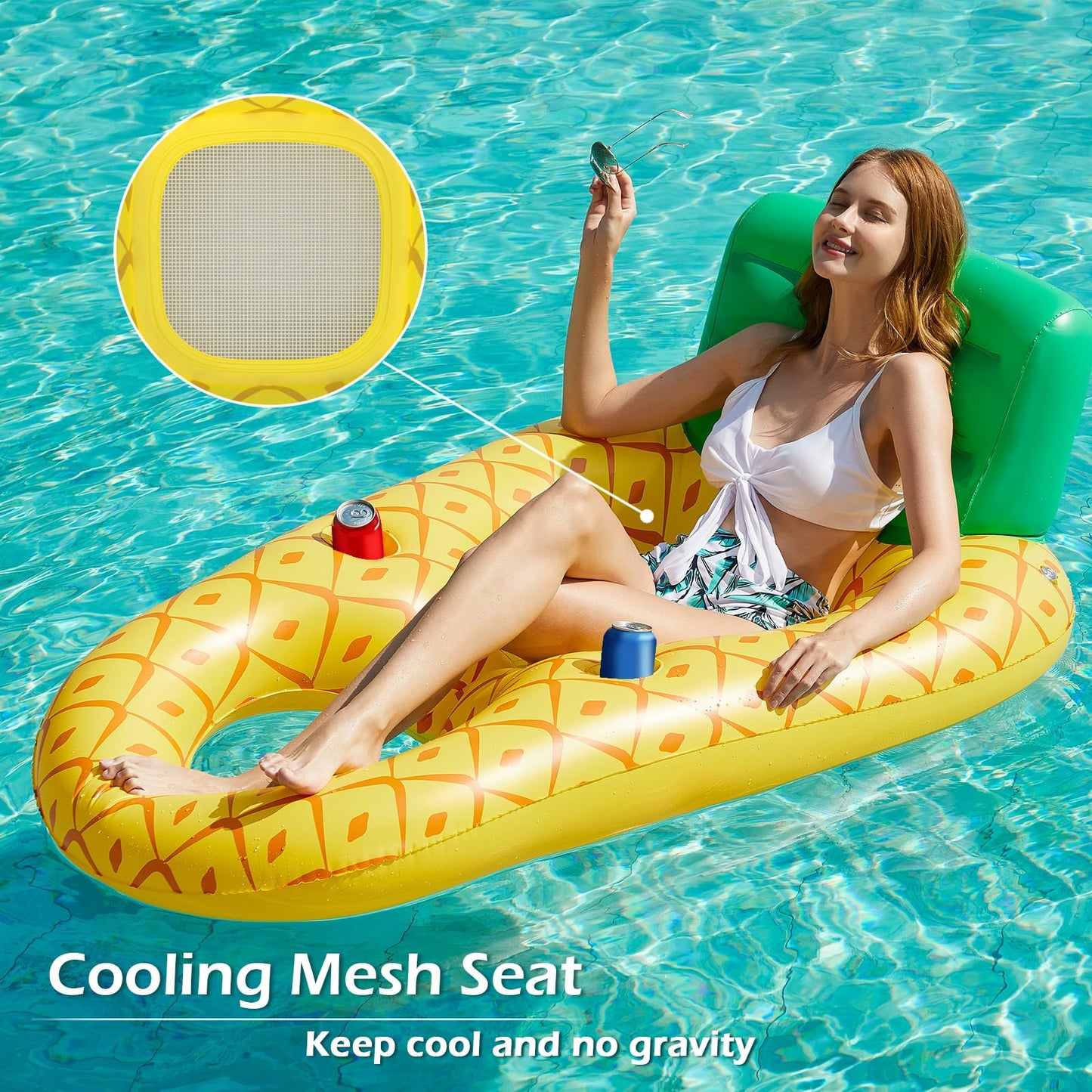 Jasonwell Inflatable Pool Float Adult - Pool Floaties Lounger Floats Raft Floating Chair Water Floaty For Swimming Pool Lake Lounge Float With Cup Holders Beach Pool Party Toys For Adults Kids Pa