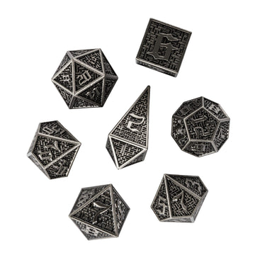 UDIXI Metal DND Dice 7PCS Polyhedral Dice Set D&D Metal Dice Ancient Silver for RPG Dungeons and Dragons Role Playing Games