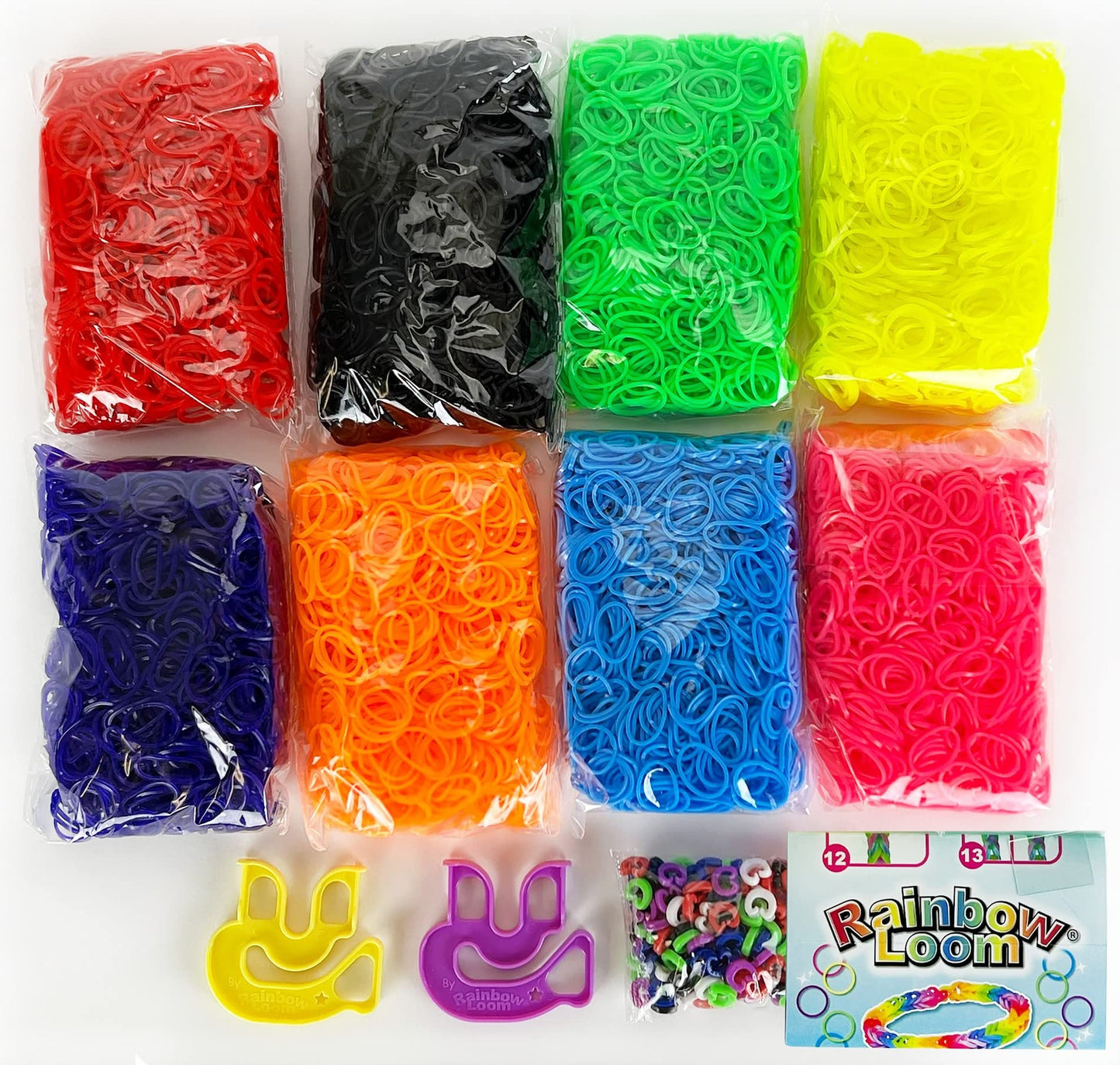Rainbow Loom® Treasure Box Neon Edition, 8,000 Rubber Bands In 8 Different Neon Colors, And A Bonus Of 2 Happy Looms, Great Activities For Boys And Girls 7+