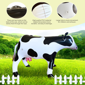 Ileisurely Inflatable Cow, Farm Party Decorative, 37-Inch Blow Up Animals For Farm, Indoor & Outdoor Cow Theme Party Supplies, B
